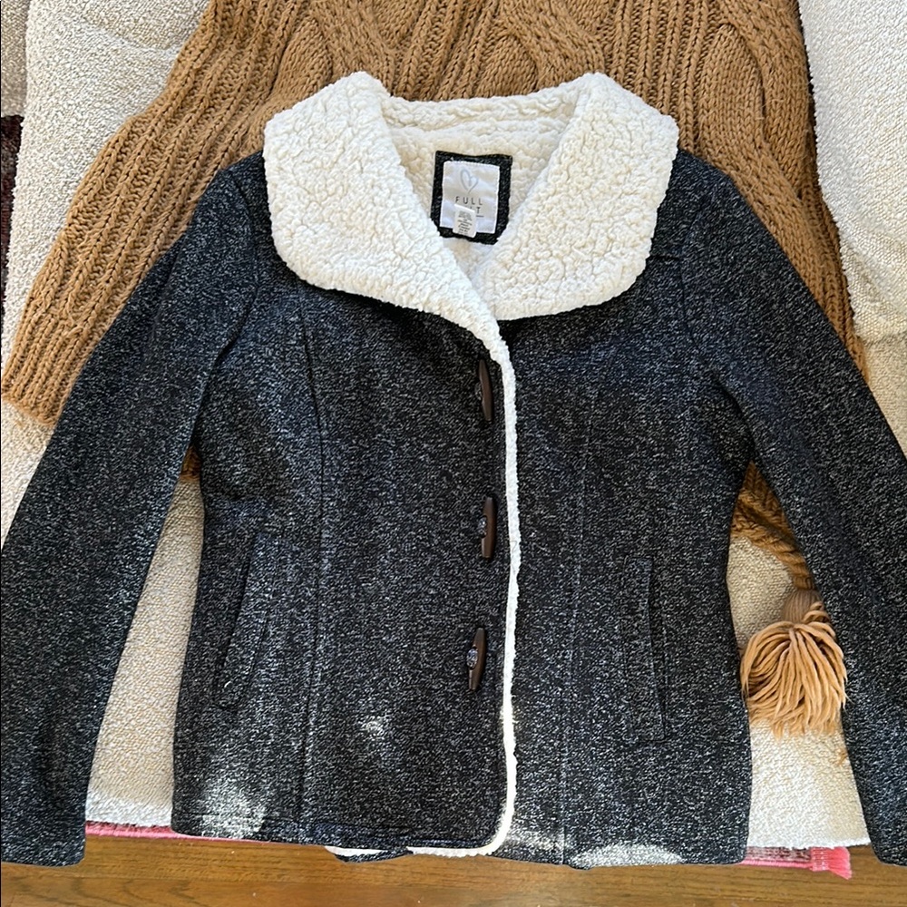 Women's Black Sherpa Collar Jacket